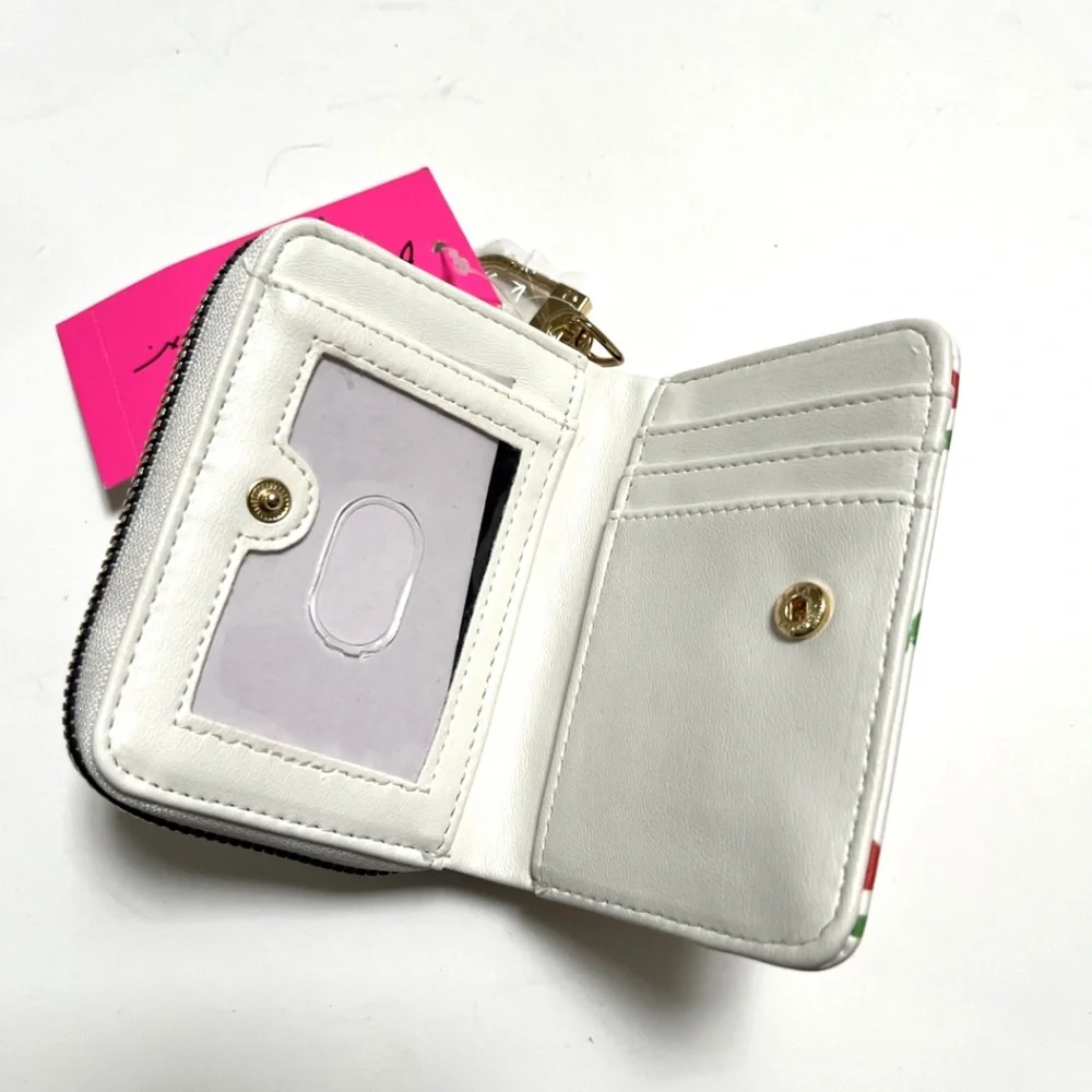 NWT Betsey Johnson Cherry Print Zip Around Wallet Keychain ID Card Holder - Picture 4 of 5